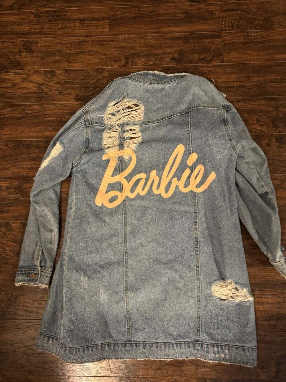 Barbie missguided ribbed longer length denim jacket Size 4